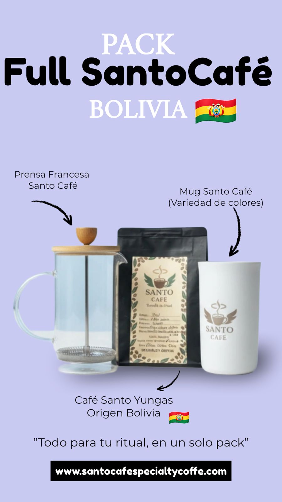 BOLIVIA FULL (Café + Prensa francesa + Mug) | AHORRAS 17%