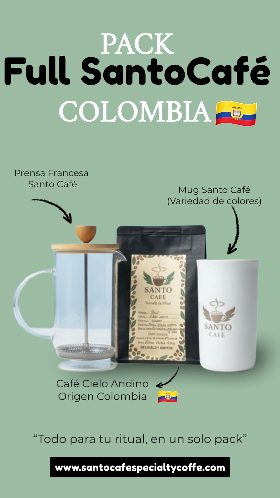 COLOMBIA FULL (Café + Prensa francesa + Mug) | AHORRAS 17%