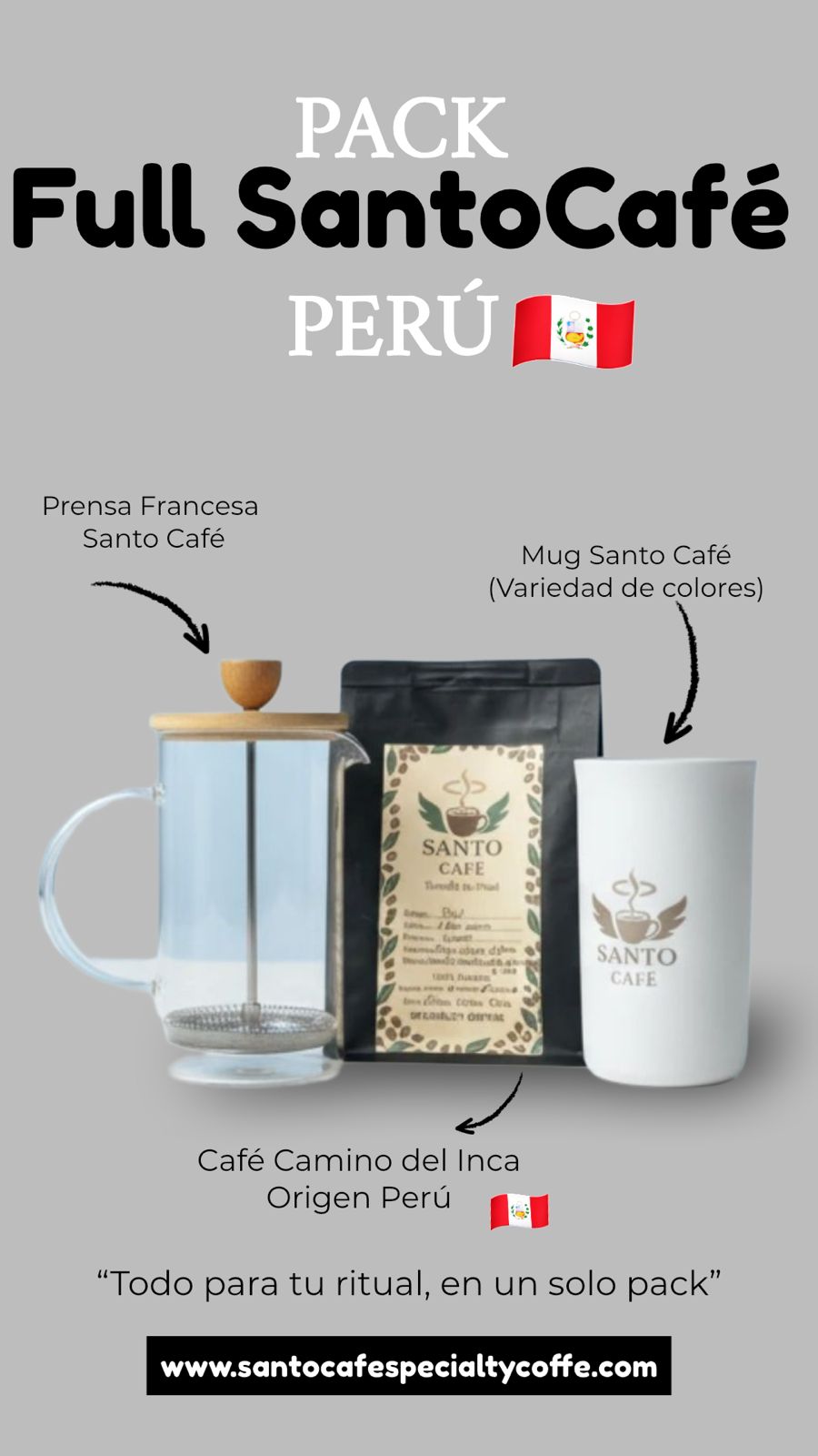 PERÚ FULL (Café + Prensa francesa + Mug) | AHORRAS 17%
